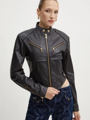 Versace Jeans Couture kurtka skórzana damska kolor czarny przejściowa 77HAVP04 CP009