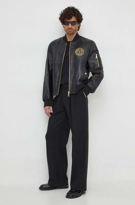 Versace Jeans Couture kurtka skórzana męska kolor czarny przejściowa 76GAVP06 CPPS3