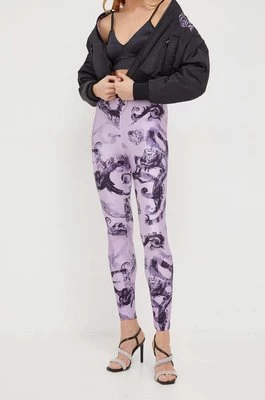 Versace Jeans Couture legginsy damskie kolor fioletowy wzorzyste 76HAC101 JS292