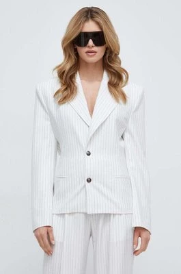 Versace Jeans Couture marynarka kolor biały jednorzędowa wzorzysta 76HAQ700 N0335