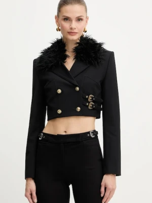 Versace Jeans Couture marynarka kolor czarny dwurzędowa gładka 79HAQ700 N0356