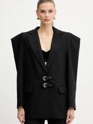 Versace Jeans Couture marynarka z dodatkiem wełny kolor czarny jednorzędowa gładka 79HAQ705 N0542