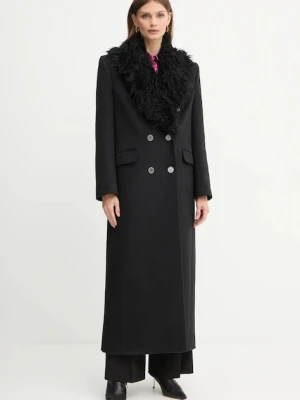 Versace Jeans Couture płaszcz z dodatkiem wełny kolor czarny 79HAT418 N0342