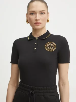 Versace Jeans Couture polo bawełniane damski kolor czarny 78HAGT00 CJ01T