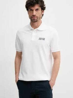 Versace Jeans Couture polo bawełniane męski kolor beżowy z aplikacją 78GAG623 J0003