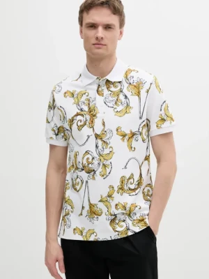 Versace Jeans Couture polo bawełniane męski kolor biały wzorzysty 78GAG6S0 JS460