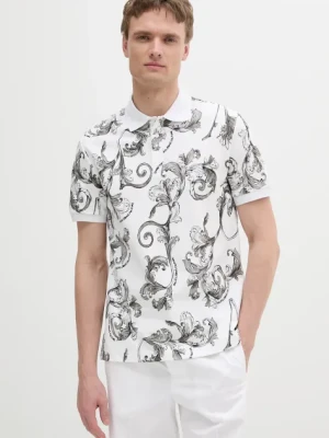 Versace Jeans Couture polo bawełniane męski kolor biały wzorzysty 78GAG6S0 JS460