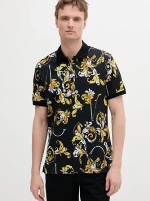 Versace Jeans Couture polo bawełniane męski kolor czarny wzorzysty 78GAG6S0 JS460