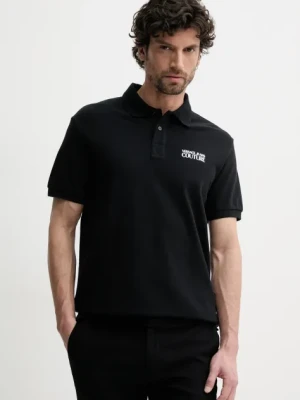 Versace Jeans Couture polo bawełniane męski kolor czarny z aplikacją 78GAG623 J0003