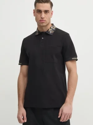 Versace Jeans Couture polo bawełniane męski kolor czarny z nadrukiem 78GAGT04 CJ01T