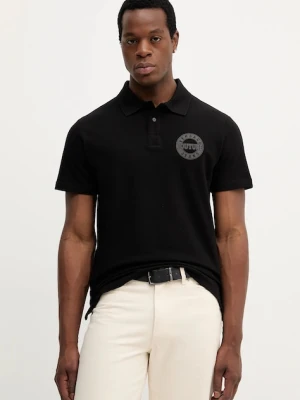 Versace Jeans Couture polo bawełniane męski kolor czarny z nadrukiem 79GAGT06 CJ01T