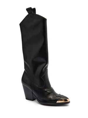 Versace Jeans Couture Skórzane kozaki na słupku FONDO CAMPEROS