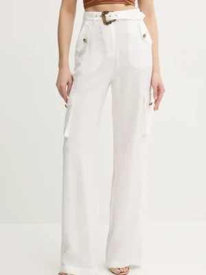 Versace Jeans Couture spodnie damskie kolor beżowy proste high waist 78HAA109 N0433