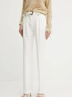 Versace Jeans Couture spodnie damskie kolor beżowy proste high waist 78HAA111 N0356