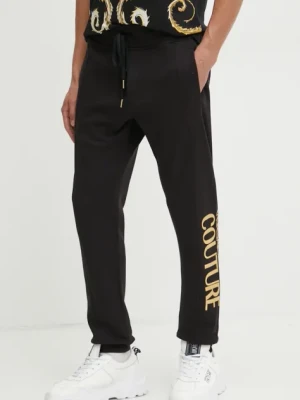 Versace Jeans Couture spodnie dresowe bawełniane kolor czarny z nadrukiem 77GAAT05 CF00T