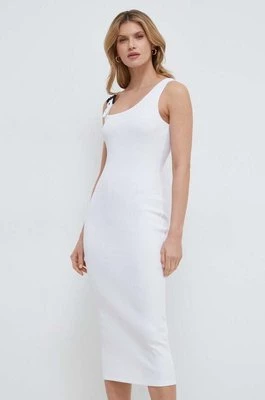 Versace Jeans Couture sukienka kolor biały midi dopasowana 76HAO947 J0004