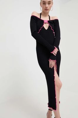 Versace Jeans Couture sukienka kolor czarny midi dopasowana 76HAOM18 CMH36
