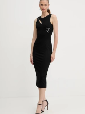 Versace Jeans Couture sukienka kolor czarny midi dopasowana 79HAO908 J0092