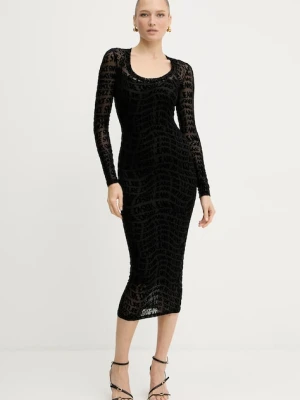 Versace Jeans Couture sukienka kolor czarny midi dopasowana 79HAO920 JS490
