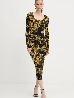Versace Jeans Couture sukienka kolor czarny midi dopasowana 79HAO920 JS500