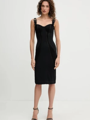 Versace Jeans Couture sukienka kolor czarny midi dopasowana 79HAO94M DT037