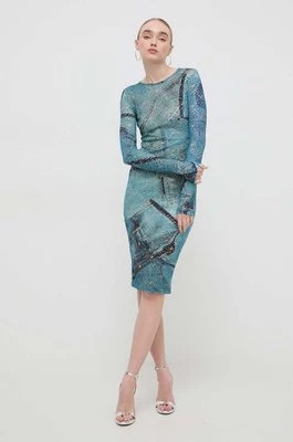 Versace Jeans Couture sukienka kolor turkusowy midi dopasowana 76HAO938 JS279