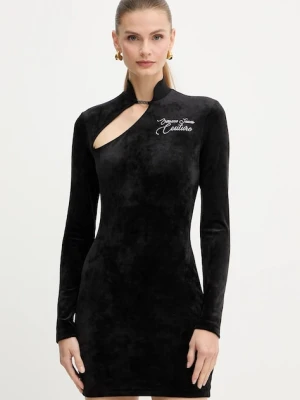 Versace Jeans Couture sukienka welurowa kolor czarny mini dopasowana 79HAO9A1 J0241