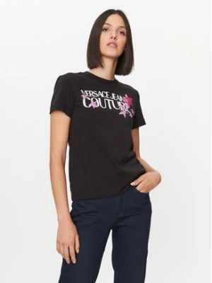 Versace Jeans Couture T-Shirt 75HAHT20 Czarny Regular Fit