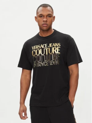 Versace Jeans Couture T-Shirt 76GAHT10 Czarny Regular Fit