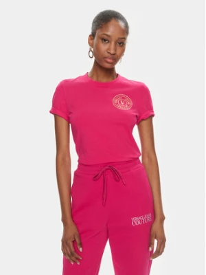 Versace Jeans Couture T-Shirt 76HAHT02 Różowy Slim Fit