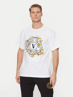 Versace Jeans Couture T-Shirt 78GAHC01 Biały Regular Fit