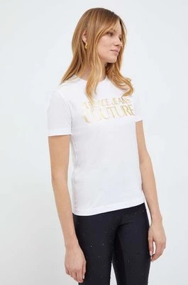 Versace Jeans Couture t-shirt bawełniany damski kolor biały 76HAHT04 CJ00T