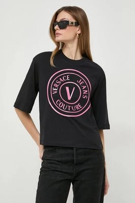 Versace Jeans Couture t-shirt bawełniany damski kolor czarny 76HAHG05 CJ00G