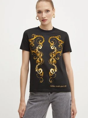 Versace Jeans Couture t-shirt bawełniany damski kolor czarny 77HAH6P3 JS424