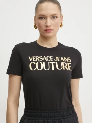 Versace Jeans Couture t-shirt bawełniany damski kolor czarny 78HAHT01 CJ00T