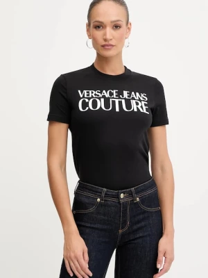 Versace Jeans Couture t-shirt bawełniany damski kolor czarny 79HAHE05 CJ00E