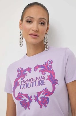 Versace Jeans Couture t-shirt bawełniany damski kolor fioletowy 76HAHG02 CJ00G
