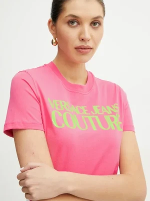 Versace Jeans Couture t-shirt bawełniany damski kolor różowy 78HAHE05 CJ00E