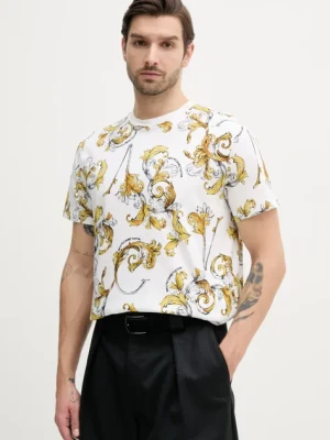 Versace Jeans Couture t-shirt bawełniany męski kolor biały wzorzysty 78GAH6S0 JS458
