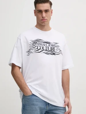 Versace Jeans Couture t-shirt bawełniany męski kolor biały z aplikacją 78GAH6L1 J0001