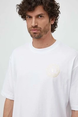 Versace Jeans Couture t-shirt bawełniany męski kolor biały z nadrukiem 76GAHT03 CJ00T
