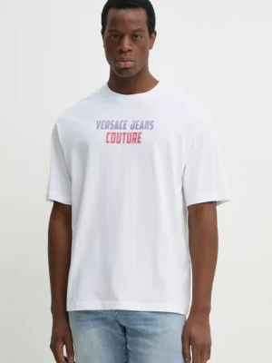 Versace Jeans Couture t-shirt bawełniany męski kolor biały z nadrukiem 78GAHC02 CJ01C