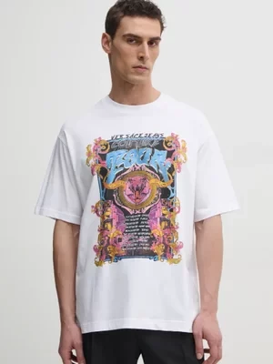 Versace Jeans Couture t-shirt bawełniany męski kolor biały z nadrukiem 78GAHC03 CJ01C