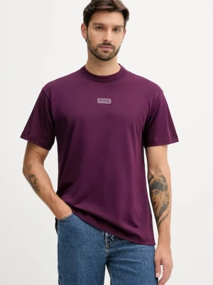 Versace Jeans Couture t-shirt bawełniany męski kolor bordowy z aplikacją 79GAHT08 CJ00T