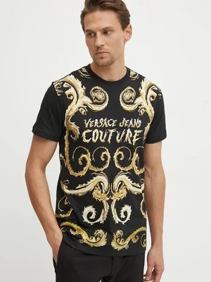 Versace Jeans Couture t-shirt bawełniany męski kolor czarny wzorzysty 77GAH6SC JS379