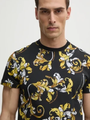 Versace Jeans Couture t-shirt bawełniany męski kolor czarny wzorzysty 78GAH6S0 JS458