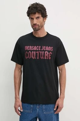 Versace Jeans Couture t-shirt bawełniany męski kolor czarny z aplikacją 77GAHL00 CJ01L