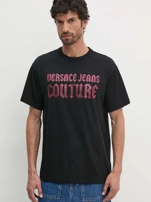 Versace Jeans Couture t-shirt bawełniany męski kolor czarny z aplikacją 77GAHL00 CJ01L