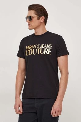 Versace Jeans Couture t-shirt bawełniany męski kolor czarny z nadrukiem 76GAHT00 CJ00T