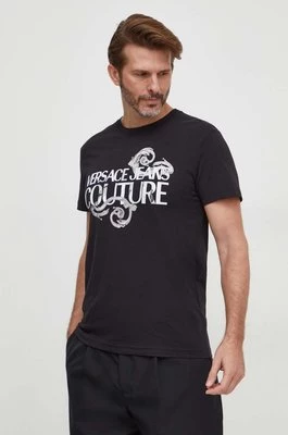 Versace Jeans Couture t-shirt bawełniany męski kolor czarny z nadrukiem 76GAHG00 CJ00G